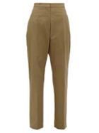 Matchesfashion.com Rochas - Pier Cotton Blend Gabardine Trousers - Womens - Khaki