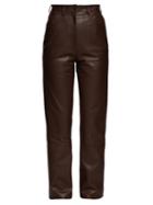Matchesfashion.com The Row - Charlee High Rise Leather Trousers - Womens - Brown
