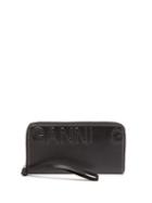 Ganni - Logo-embossed Leather Wallet - Womens - Black