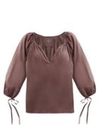 Loup Charmant - Capucine Tie-cuff Organic-cotton Blouse - Womens - Brown