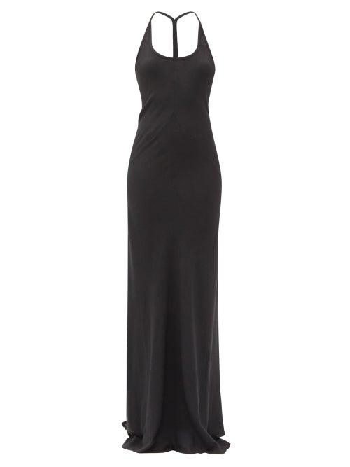 Matchesfashion.com Ann Demeulemeester - Sofia Racerback Wool-blend Jersey Maxi Dress - Womens - Black