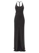 Matchesfashion.com Ann Demeulemeester - Sofia Racerback Wool-blend Jersey Maxi Dress - Womens - Black