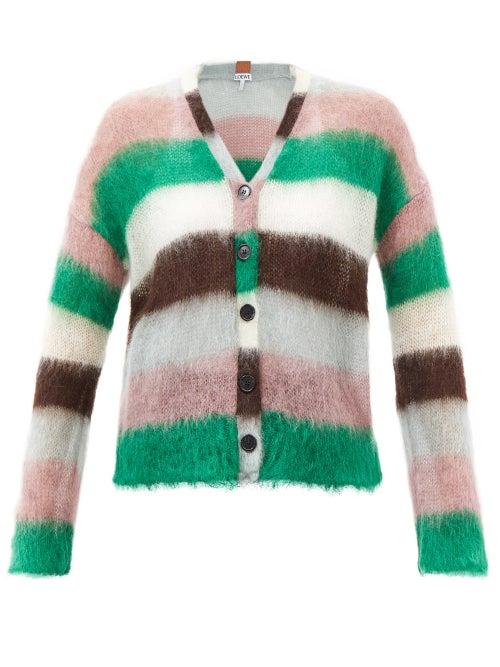Loewe - Striped Mohair-blend Cardigan - Womens - Multi