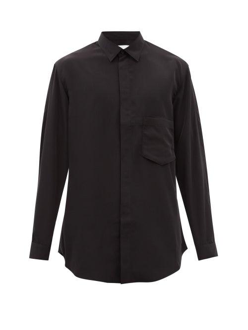 Y-3 - Patch-pocket Poplin Shirt - Mens - Black