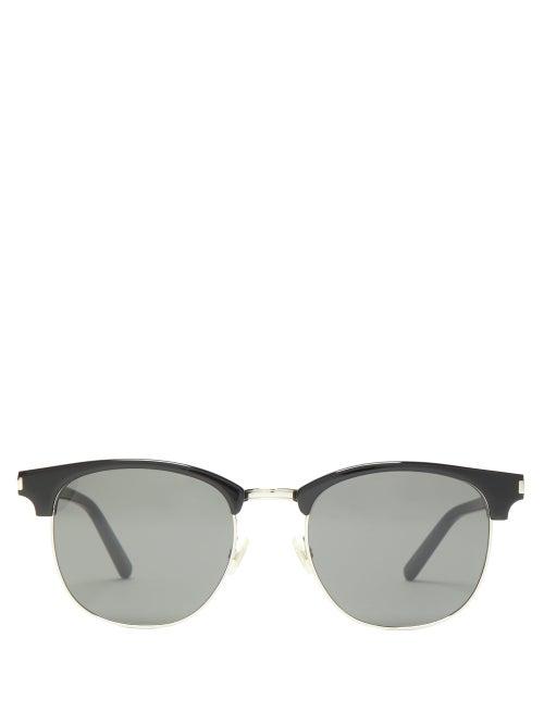 Matchesfashion.com Saint Laurent - D-frame Metal And Acetate Sunglasses - Mens - Black
