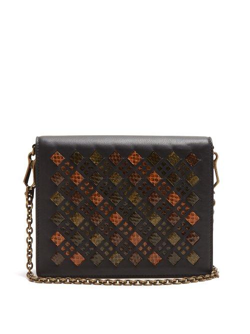 Matchesfashion.com Bottega Veneta - Intrecciato Leather Clutch - Womens - Black Multi