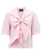 Elzinga - Exaggerated-collar Cotton-poplin Sailor Top - Womens - Light Pink