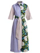 Diane Von Furstenberg Striped And Floral-print Cotton Shirt Dress