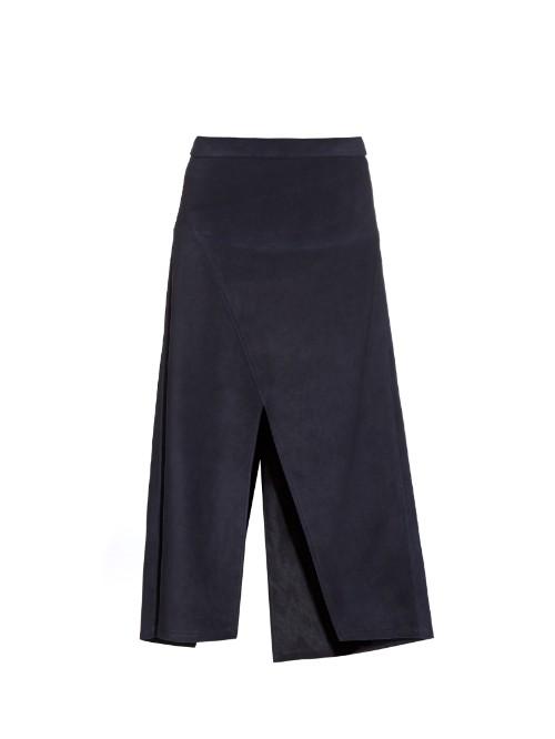 Raey Asymmetric Hem-split Suede Skirt