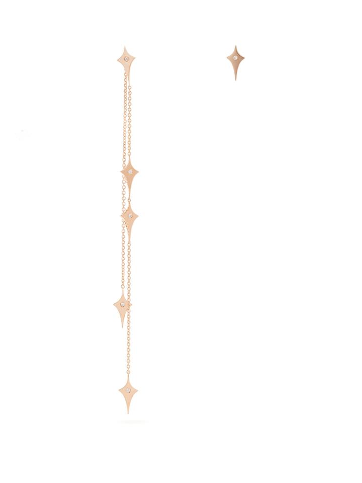 Diane Kordas Shield Chain Diamond And Rose-gold Earrings