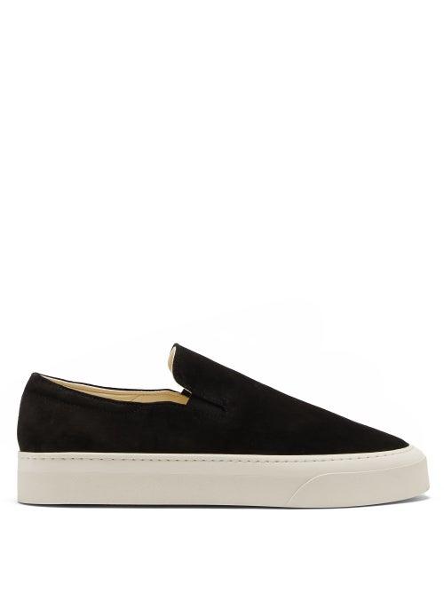 Ladies Shoes The Row - Mary H Slip-on Suede Trainers - Womens - Black
