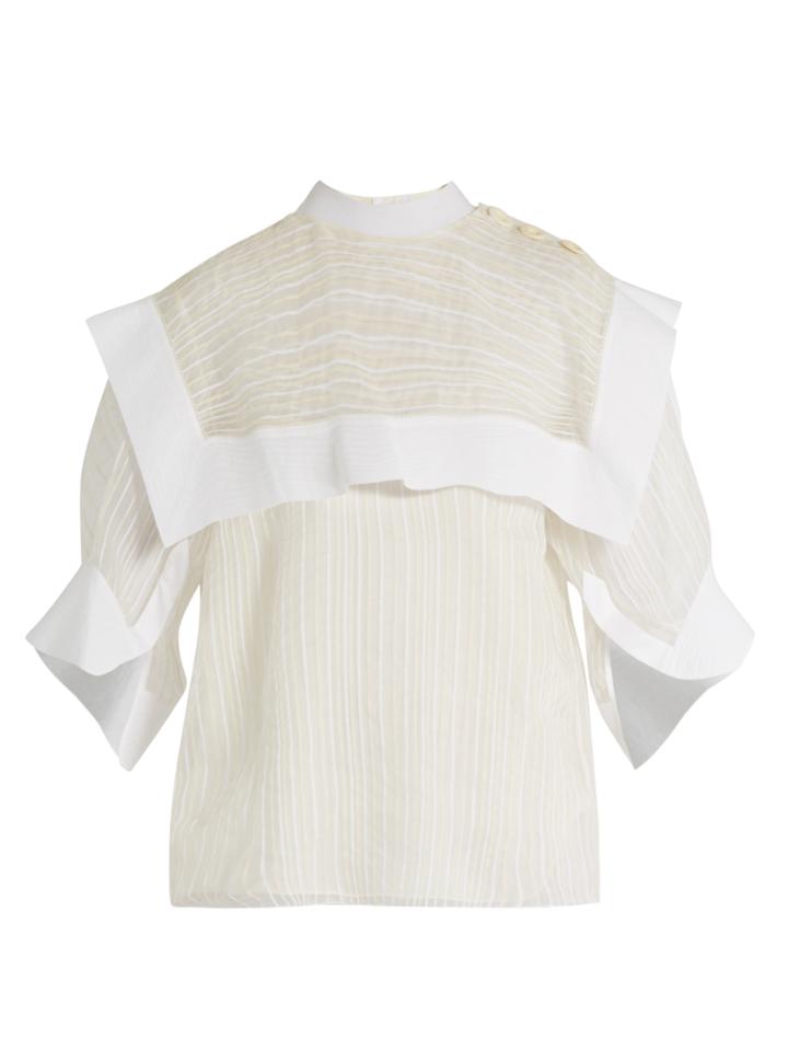 Chloé Striped-jacquard Silk-blend Blouse