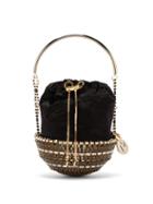Matchesfashion.com Rosantica By Michela Panero - Kingham Crystal Embellished Velvet Clutch Bag - Womens - Black