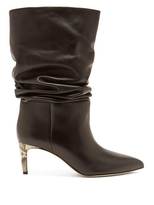 Matchesfashion.com Paris Texas - Slouchy Python-effect Leather Ankle Boots - Womens - Black