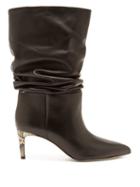 Matchesfashion.com Paris Texas - Slouchy Python-effect Leather Ankle Boots - Womens - Black