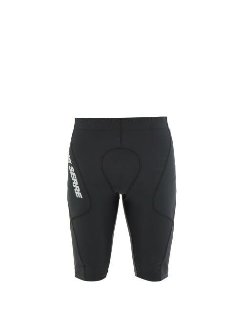Mens Rtw Marine Serre - Sea-skin Logo-print Recycled Fibre-blend Shorts - Mens - Black Beige