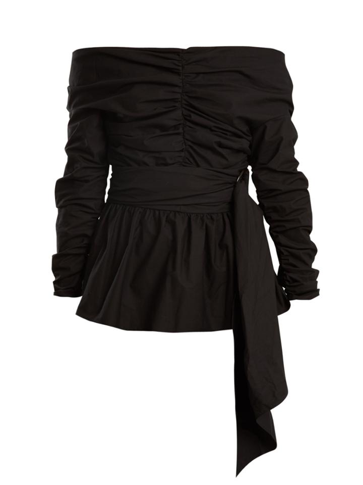 Isa Arfen Off-the-shoulder Ruched Cotton Top