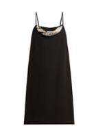 Matchesfashion.com Prada - Crystal Embellished Crepe Mini Dress - Womens - Black