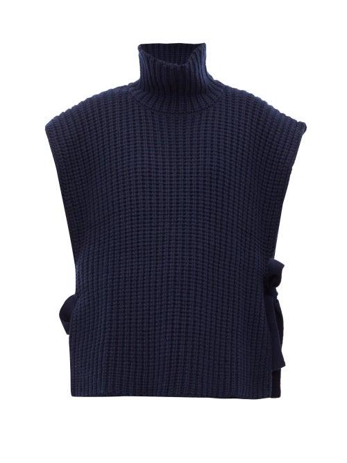 Matchesfashion.com See By Chlo - Side Tie Ribbed High Neck Sweater - Womens - Navy