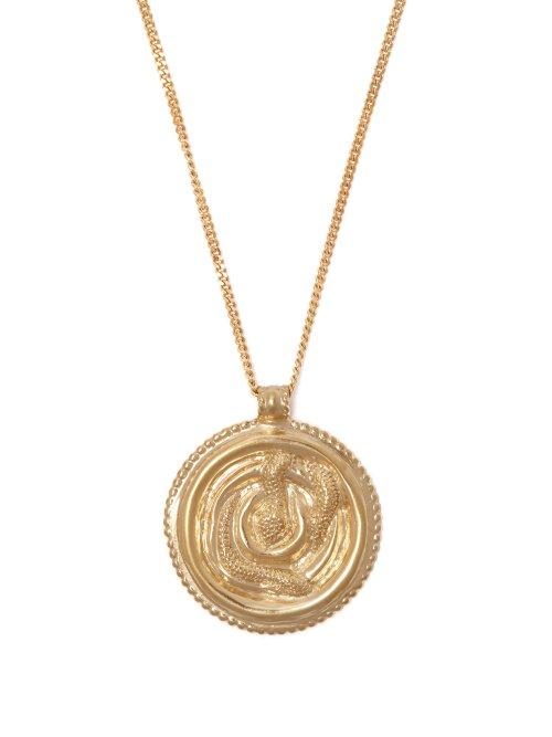 Matchesfashion.com Saint Laurent - Embossed Snake Pendant Necklace - Womens - Gold