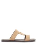 Tod's - Suede T-bar Flat Sandals - Mens - Khaki