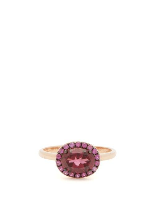 Matchesfashion.com Rosa De La Cruz - Garnet, Sapphire & 18kt Rose-gold Ring - Womens - Pink