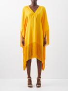 Taller Marmo - Very Ross Fringed-satin Kaftan Dress - Womens - Yellow