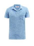 Orlebar Brown - Terry Chest-pocket Cotton Polo Shirt - Mens - Light Blue