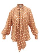 Matchesfashion.com Zimmermann - Polka-dot Silk Crepe-de-chine Blouse - Womens - Brown Print