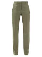 Matchesfashion.com Pallas Paris - Gatwick Satin-back Wool-faille Suit Trousers - Womens - Khaki