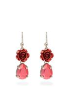 Matchesfashion.com Prada - Rose Drop Earrings - Womens - Pink