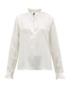 Matchesfashion.com Nili Lotan - Esther Jacquard Silk Blouse - Womens - Ivory