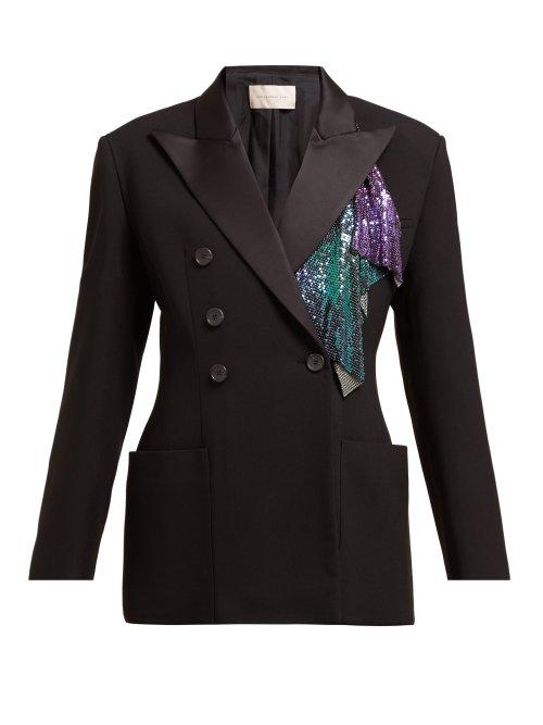 Matchesfashion.com Christopher Kane - Chainmail Trim Double Breasted Tuxedo Jacket - Womens - Black Multi