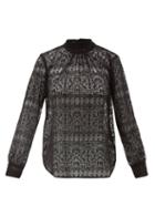Matchesfashion.com Officine Gnrale - Gabrielle Sheer Lace Cotton Blend Blouse - Womens - Black