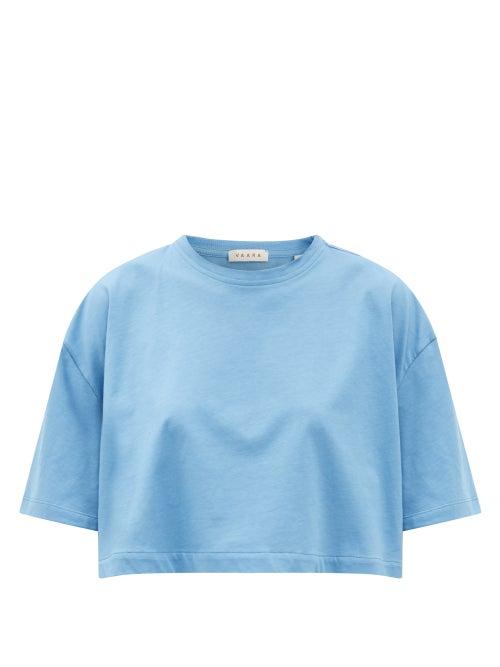 Matchesfashion.com Vaara - Kelly Cropped Cotton-jersey T-shirt - Womens - Blue