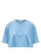 Matchesfashion.com Vaara - Kelly Cropped Cotton-jersey T-shirt - Womens - Blue