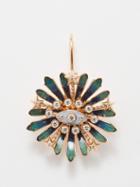Marie Lichtenberg - Evil Eye Diamond, Enamel & 18kt Rose-gold Earring - Womens - Blue Multi