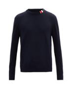 Matchesfashion.com Thom Browne - Tricolour-striped Crew-neck Merino-wool Sweater - Mens - Navy