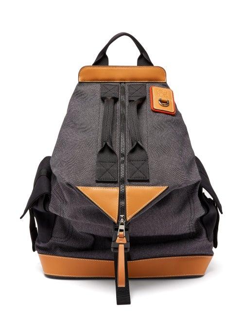 Matchesfashion.com Eye/loewe/nature - Leather-trimmed Canvas Backpack - Mens - Black