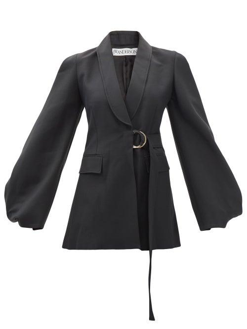 Jw Anderson - Balloon Sleeve Wool-gabardine Jacket - Womens - Black