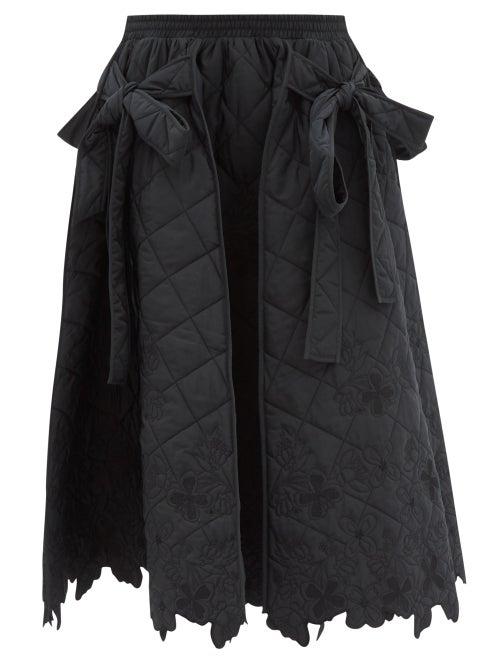 Cecilie Bahnsen - Judith Floral-embroidered Faille Skirt - Womens - Black