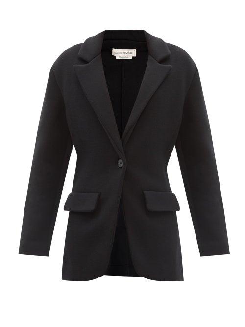 Alexander Mcqueen - Knitted Wool-blend Single-breasted Blazer - Womens - Black