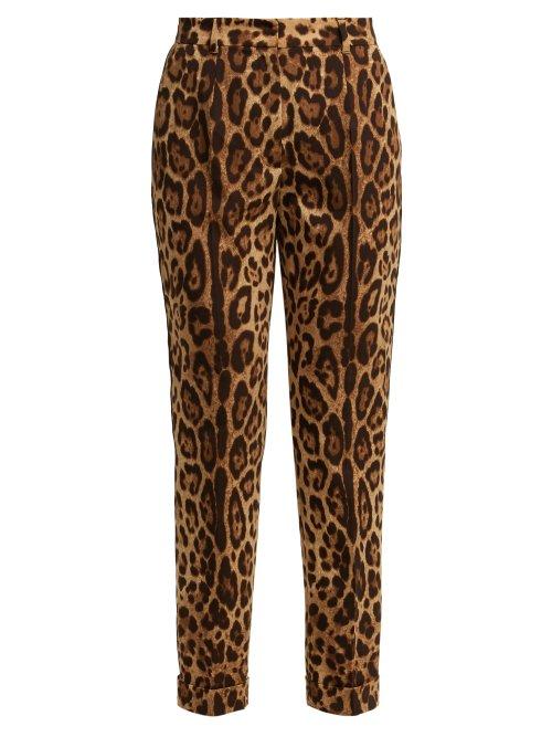 Matchesfashion.com Dolce & Gabbana - Leopard Print Wool Blend Cuffed Trousers - Womens - Leopard