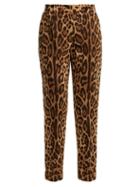 Matchesfashion.com Dolce & Gabbana - Leopard Print Wool Blend Cuffed Trousers - Womens - Leopard
