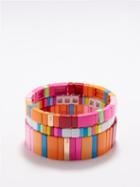 Roxanne Assoulin - Cherry Bomb Enamel Bracelet Set - Womens - Pink Multi