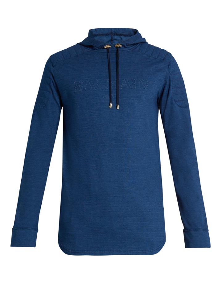 Balmain Logo-appliqu Hooded Cotton Sweatshirt