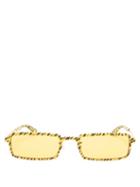 Matchesfashion.com Balenciaga - Tiger-print Slim Rectangular Metal Sunglasses - Mens - Yellow