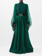 Andrew Gn - Belted Silk-georgette Gown - Womens - Green