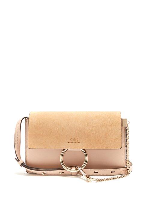 Matchesfashion.com Chlo - Faye Small Suede And Leather Shoulder Bag - Womens - Light Pink