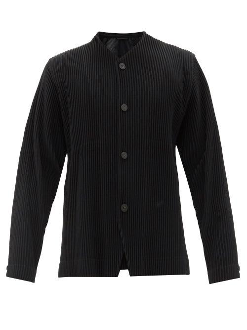 Matchesfashion.com Homme Pliss Issey Miyake - V-neck Technical-pleated Shirt - Mens - Black